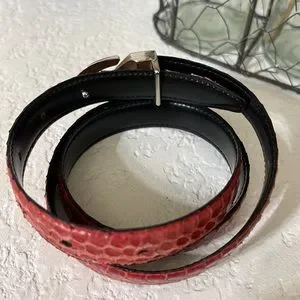 Serpi Vintage, Genuine Snakeskin belt Accessories | Vintage Red Genuine Snakeskin Belt 2832 Serpi  main image 2